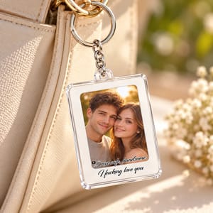 Drive Safe I Love You Custom Couple Photo & Text - Personalized Double-Sided Acrylic Keychain - Romantic Gifts for Boyfriend, Girlfriend & Couples