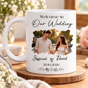 Wander Prints Custom Photo Wedding Couple Welcome To Our Forever - Personalized Ceramic Mug / Coffee Cup