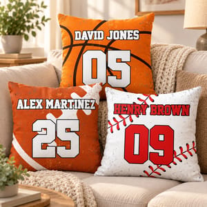 Custom Sports Jersey Throw Pillow Personalized Name Number Athlete
