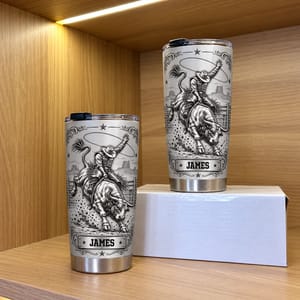 Personalized 20oz Tumbler Custom Name – Rodeo Cowboy Gift, Western Bull Riding Design Stainless Steel Travel Cup