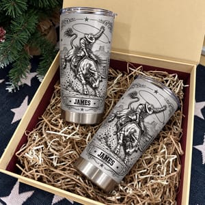 Personalized 20oz Tumbler Custom Name – Rodeo Cowboy Gift, Western Bull Riding Design Stainless Steel Travel Cup