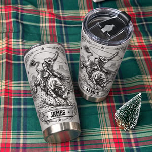 Personalized 20oz Tumbler Custom Name – Rodeo Cowboy Gift, Western Bull Riding Design Stainless Steel Travel Cup