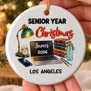 Personalized Round Ceramic Christmas Ornament Custom Name – Senior Year 2026 Graduation Keepsake, Student Holiday Tree Decor Gift