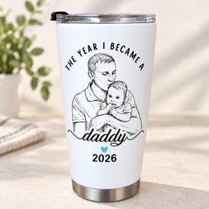 Personalized 20oz Tumbler Custom Daddy Photo – New Dad Gift, First Fatherhood Keepsake, Father’s Day Stainless Steel Travel Cup