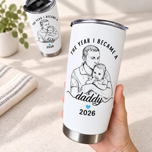 Personalized 20oz Tumbler Custom Daddy Photo – New Dad Gift, First Fatherhood Keepsake, Father’s Day Stainless Steel Travel Cup