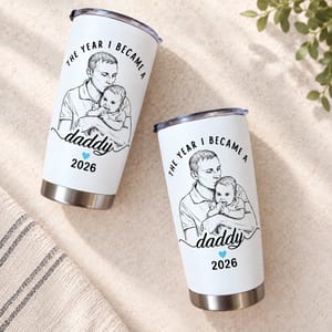Personalized 20oz Tumbler Custom Daddy Photo – New Dad Gift, First Fatherhood Keepsake, Father’s Day Stainless Steel Travel Cup