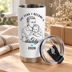 Personalized 20oz Tumbler Custom Daddy Photo – New Dad Gift, First Fatherhood Keepsake, Father’s Day Stainless Steel Travel Cup