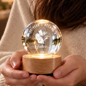Gift For New Mom - Personalized Custom Photo Pencil Sketch The Year I Became A Mama Crystal Globe Lamp