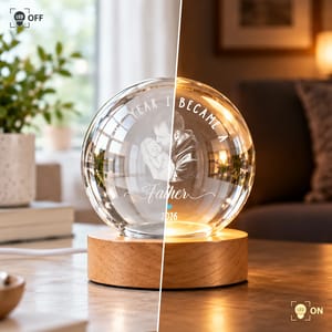 Gift For New Mom - Personalized Custom Photo Pencil Sketch The Year I Became A Mama Crystal Globe Lamp