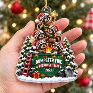Custom Raccoon Family Christmas Ornament Personalized Names and Year Dumpster Fire Christmas Gift