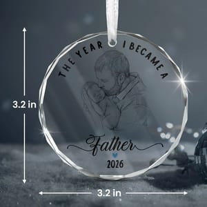 Personalized Round Glass Christmas Ornament Custom Photo – First Christmas as Dad Keepsake, Father and Baby Holiday Tree Decor Gift