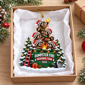 Custom Raccoon Family Christmas Ornament Personalized Names and Year Dumpster Fire Christmas Gift