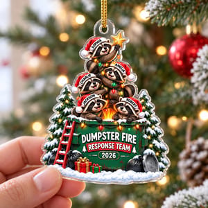Custom Raccoon Family Christmas Ornament Personalized Names and Year Dumpster Fire Christmas Gift