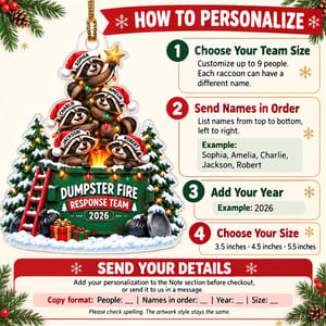 Custom Raccoon Family Christmas Ornament Personalized Names and Year Dumpster Fire Christmas Gift