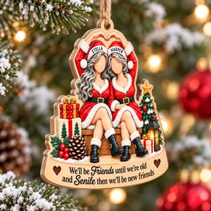 Custom Christmas Best Friends Wood Ornament