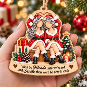 Custom Christmas Best Friends Wood Ornament