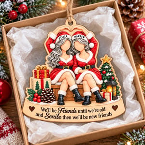 Custom Christmas Best Friends Wood Ornament