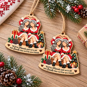 Custom Christmas Best Friends Wood Ornament
