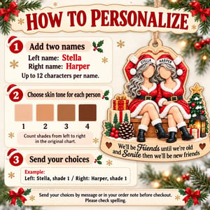 Custom Christmas Best Friends Wood Ornament