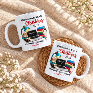 Personalized White Coffee Mug Custom Name and University – Freshman Year Christmas 2026 College Student Gift, Graduation Keepsake Mug