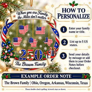 Custom America 250 Family States Ornament