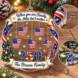 Custom America 250 Family States Ornament