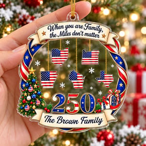 Custom America 250 Family States Ornament