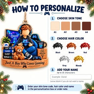 Personalized Gamer Christmas Ornament Custom Name, Video Game Controller Keepsake, Gamer Boy Holiday Decor, Gift for Son Grandson