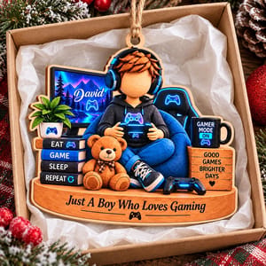 Personalized Gamer Christmas Ornament Custom Name, Video Game Controller Keepsake, Gamer Boy Holiday Decor, Gift for Son Grandson