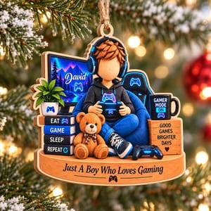 Personalized Gamer Christmas Ornament Custom Name, Video Game Controller Keepsake, Gamer Boy Holiday Decor, Gift for Son Grandson