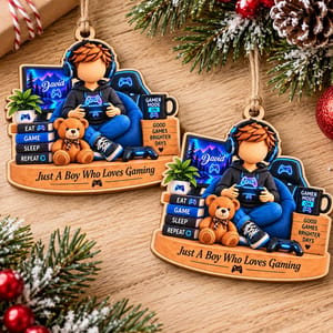 Personalized Gamer Christmas Ornament Custom Name, Video Game Controller Keepsake, Gamer Boy Holiday Decor, Gift for Son Grandson