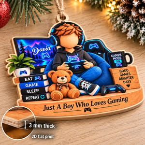 Personalized Gamer Christmas Ornament Custom Name, Video Game Controller Keepsake, Gamer Boy Holiday Decor, Gift for Son Grandson