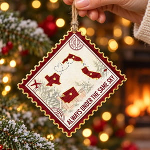 Miles Apart But Close at Heart Personalized Christmas Ornament, Custom States, Long Distance Family Keepsake, Holiday Gift