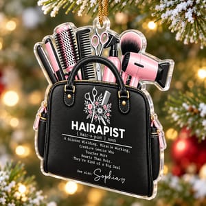 Personalized Acrylic Christmas Ornament Custom Name – Hair Stylist Beauty Salon Keepsake, Hairdresser Holiday Tree Decor Gift