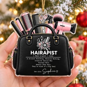 Personalized Acrylic Christmas Ornament Custom Name – Hair Stylist Beauty Salon Keepsake, Hairdresser Holiday Tree Decor Gift