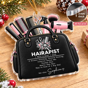 Personalized Acrylic Christmas Ornament Custom Name – Hair Stylist Beauty Salon Keepsake, Hairdresser Holiday Tree Decor Gift