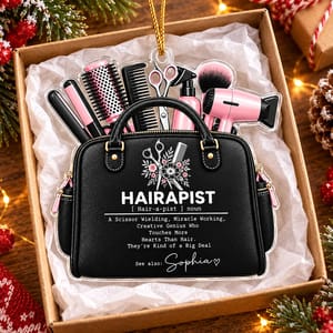 Personalized Acrylic Christmas Ornament Custom Name – Hair Stylist Beauty Salon Keepsake, Hairdresser Holiday Tree Decor Gift
