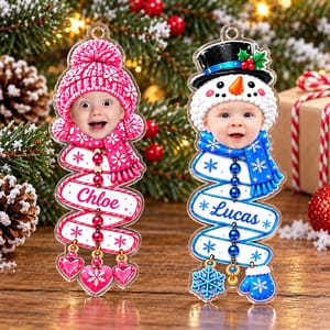 Custom Baby Photo Christmas Spiral Ornament
