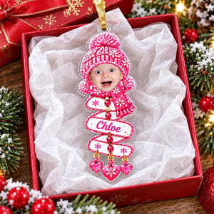Custom Baby Photo Christmas Spiral Ornament