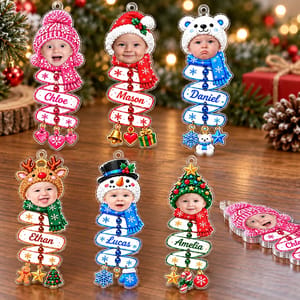 Custom Baby Photo Christmas Spiral Ornament