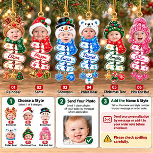 Custom Baby Photo Christmas Spiral Ornament