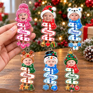 Custom Baby Photo Christmas Spiral Ornament