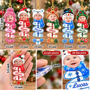 Custom Baby Photo Christmas Spiral Ornament