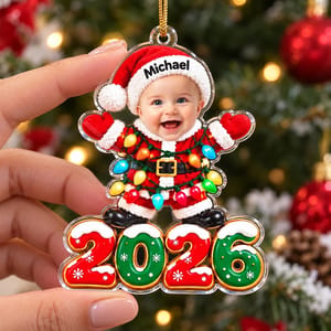 Personalized Acrylic Christmas Ornament Custom Photo and Name – Baby and Kids 2026 Keepsake, Christmas Tree Decor Gift