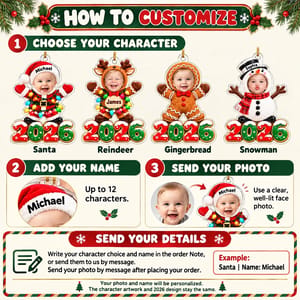 Personalized Acrylic Christmas Ornament Custom Photo and Name – Baby and Kids 2026 Keepsake, Christmas Tree Decor Gift
