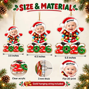 Personalized Acrylic Christmas Ornament Custom Photo and Name – Baby and Kids 2026 Keepsake, Christmas Tree Decor Gift