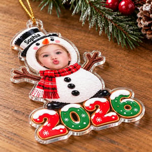 Personalized Acrylic Christmas Ornament Custom Photo and Name – Baby and Kids 2026 Keepsake, Christmas Tree Decor Gift