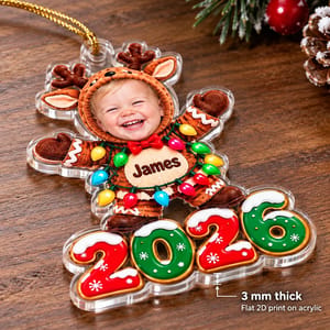 Personalized Acrylic Christmas Ornament Custom Photo and Name – Baby and Kids 2026 Keepsake, Christmas Tree Decor Gift