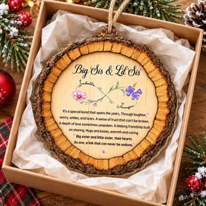 Personalized Big Sister Little Sister Christmas Ornament Custom Names Birth Month Flowers