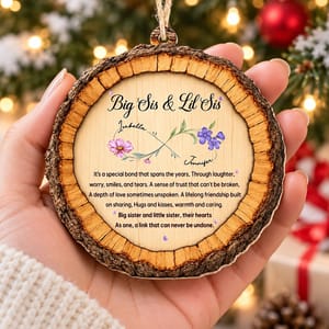Personalized Big Sister Little Sister Christmas Ornament Custom Names Birth Month Flowers